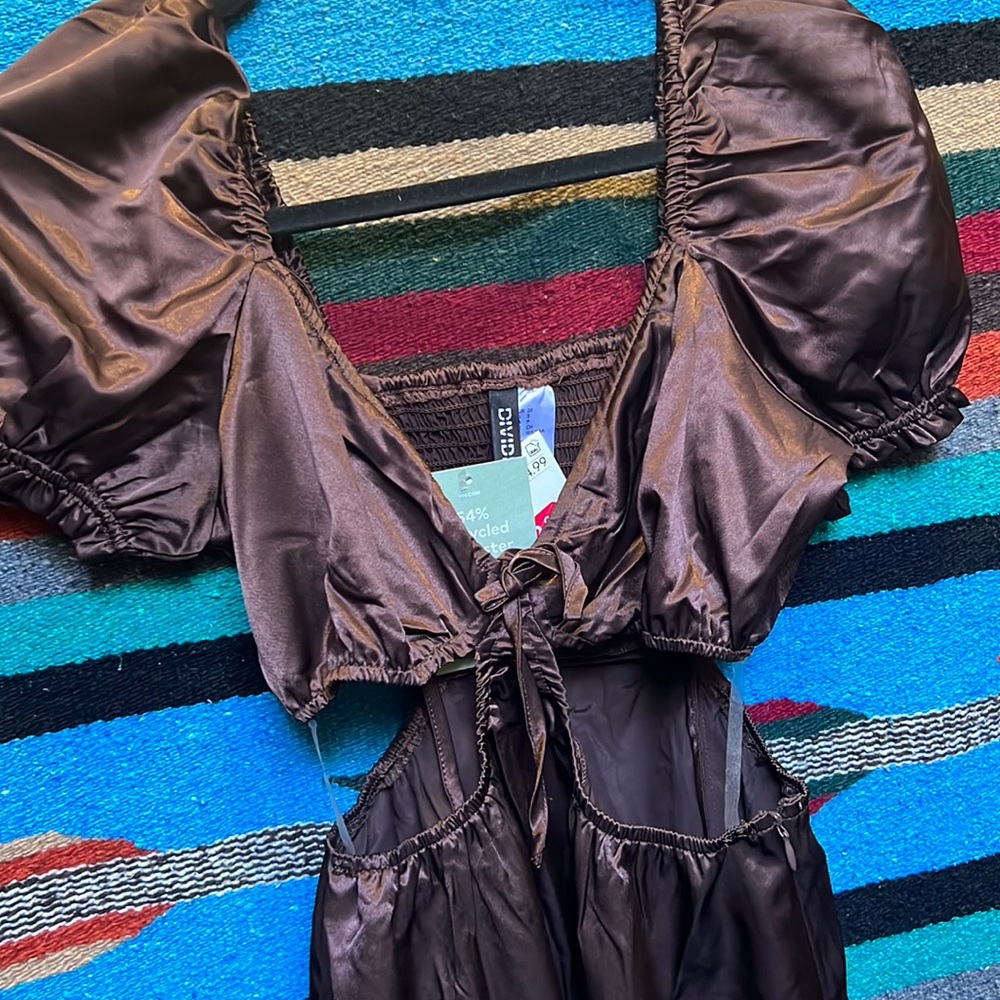 Brown Polyester Dress